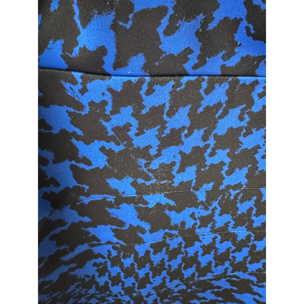 Guess Blue Houndstooth Bodycon Dress | Deep V-Neck Stretch Fit Size 10 - Picture 6 of 8